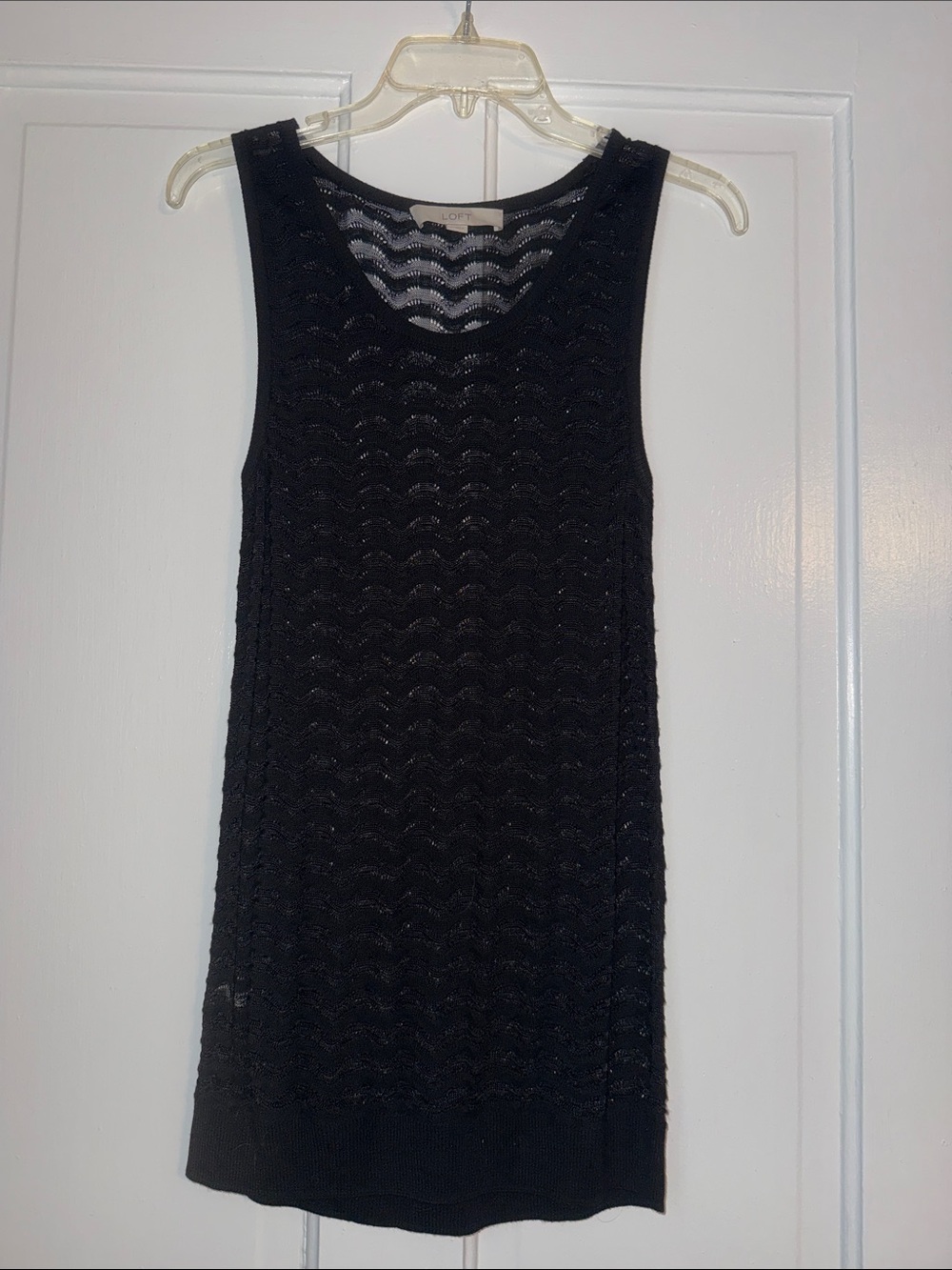 LOFT Black Open-Knit Tank, Size Small